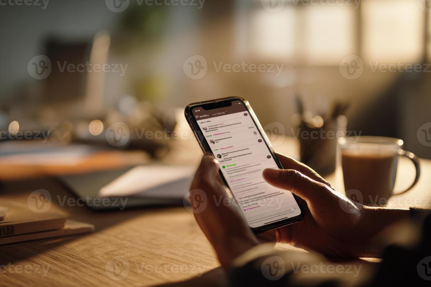 A person using an iphone to send an email photo