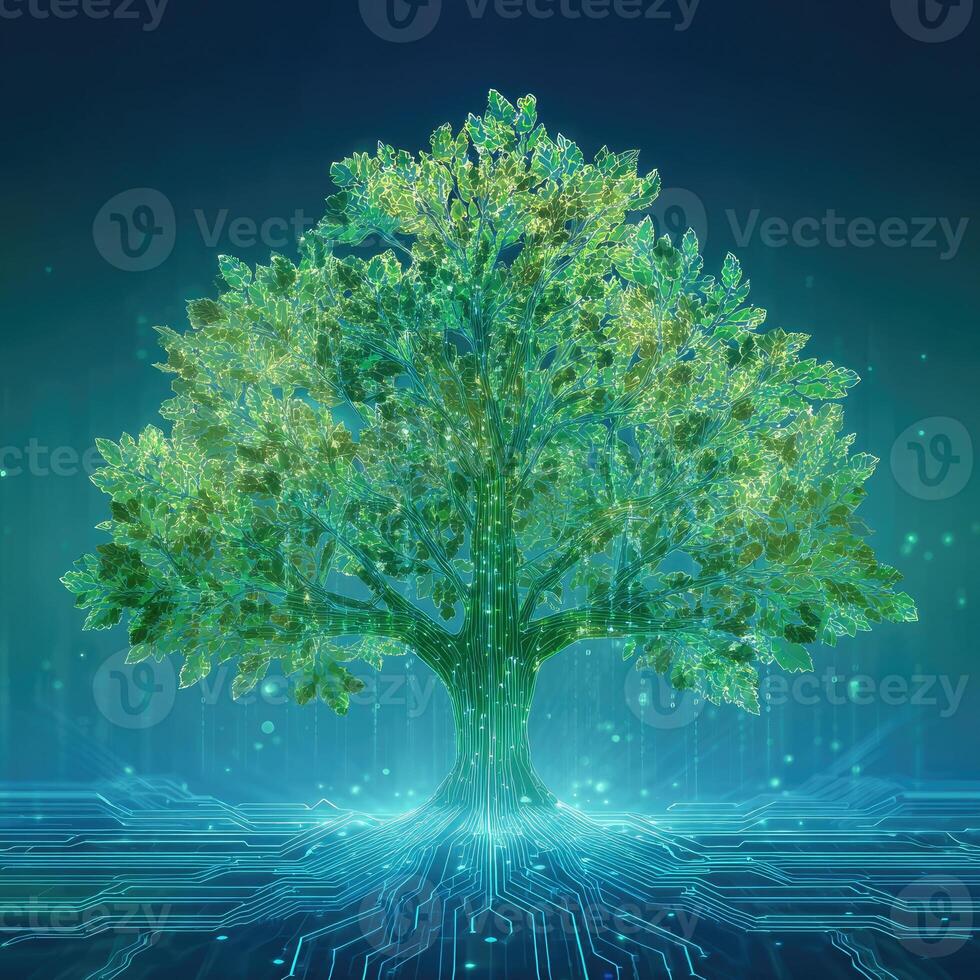 A tree with a circuit board on it photo