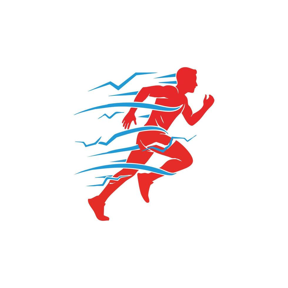 Dynamic silhouette of a runner in motion with streaks emphasizing speed and agility in a minimalist style vector