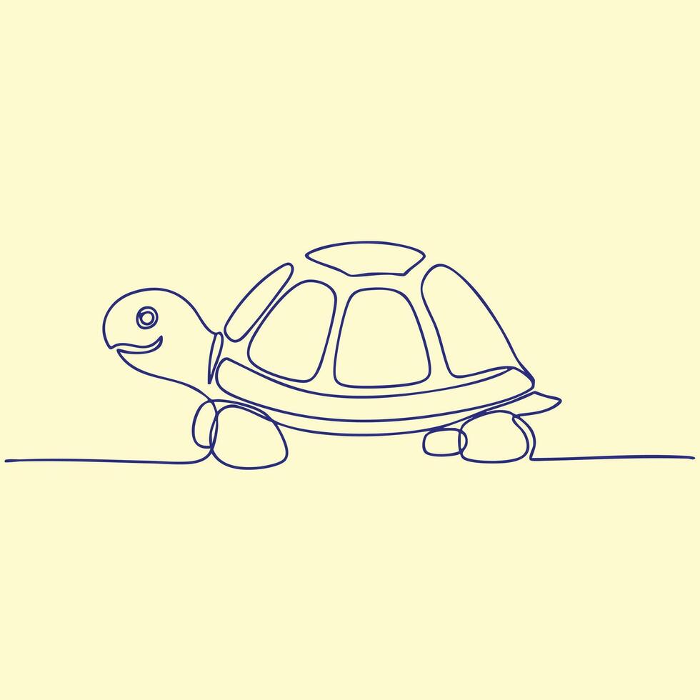 Simple Line Drawing of a Tortoise with a Shell and Four Legs on a Light vector