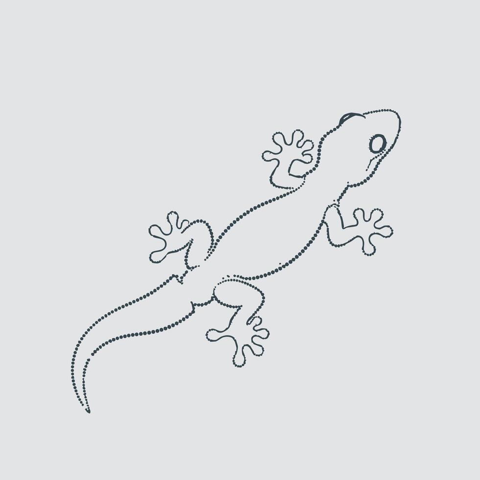 Minimalist Line Drawing of a Lizard with Detailed Features and Curved Tail on Light vector