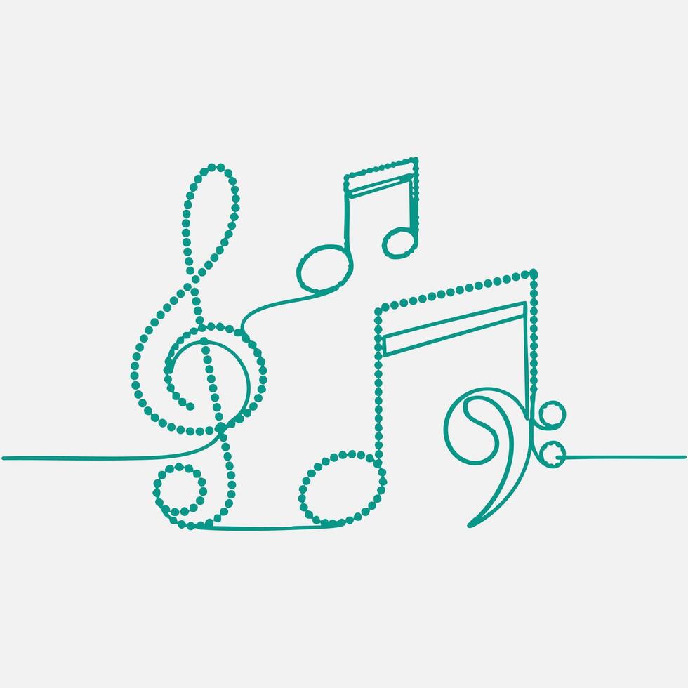 Abstract musical notes and symbols created with dotted lines forming a dynamic and artistic representation of music and sound vector
