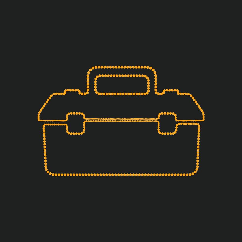 Stylized neon outline of a briefcase with handle on a dark , representing business, work, and professional tools vector