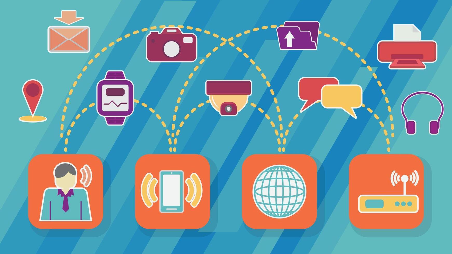 Technology Connection in Life Technology Connection Icon Set Digital Technology Illustration Media Symbols Collection vector