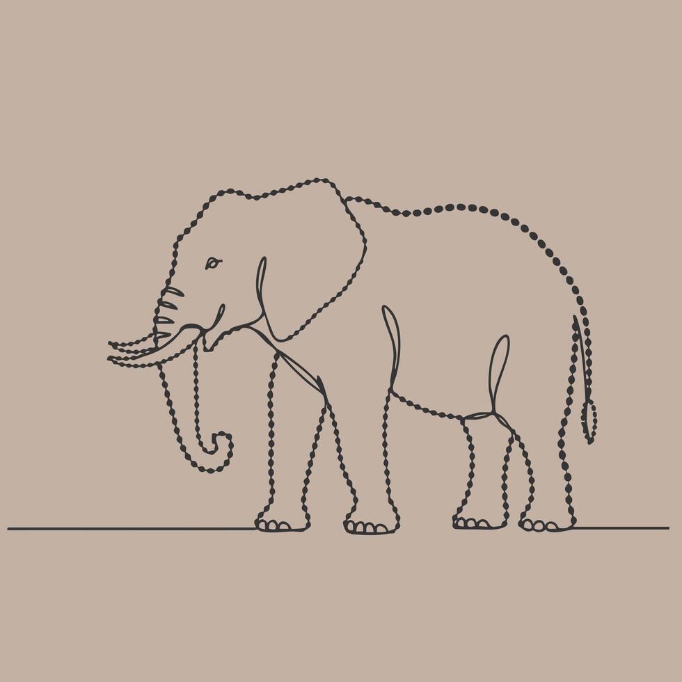 Minimalist Line Drawing of an Elephant on a Neutral Emphasizing Simplicity and Elegance in Artistic Representation vector
