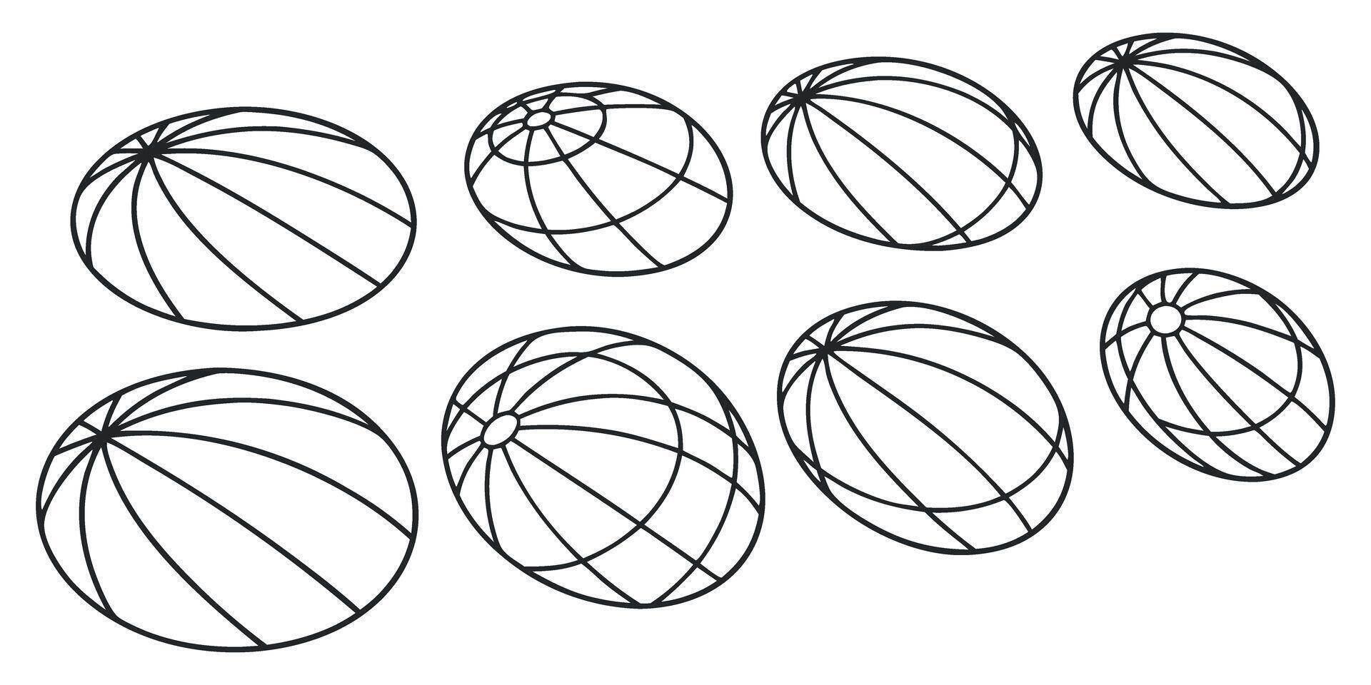 Cool collection of abstract spheres, a modern line art illustration, perfect for tech designs and innovative web graphics showcasing connectivity vector