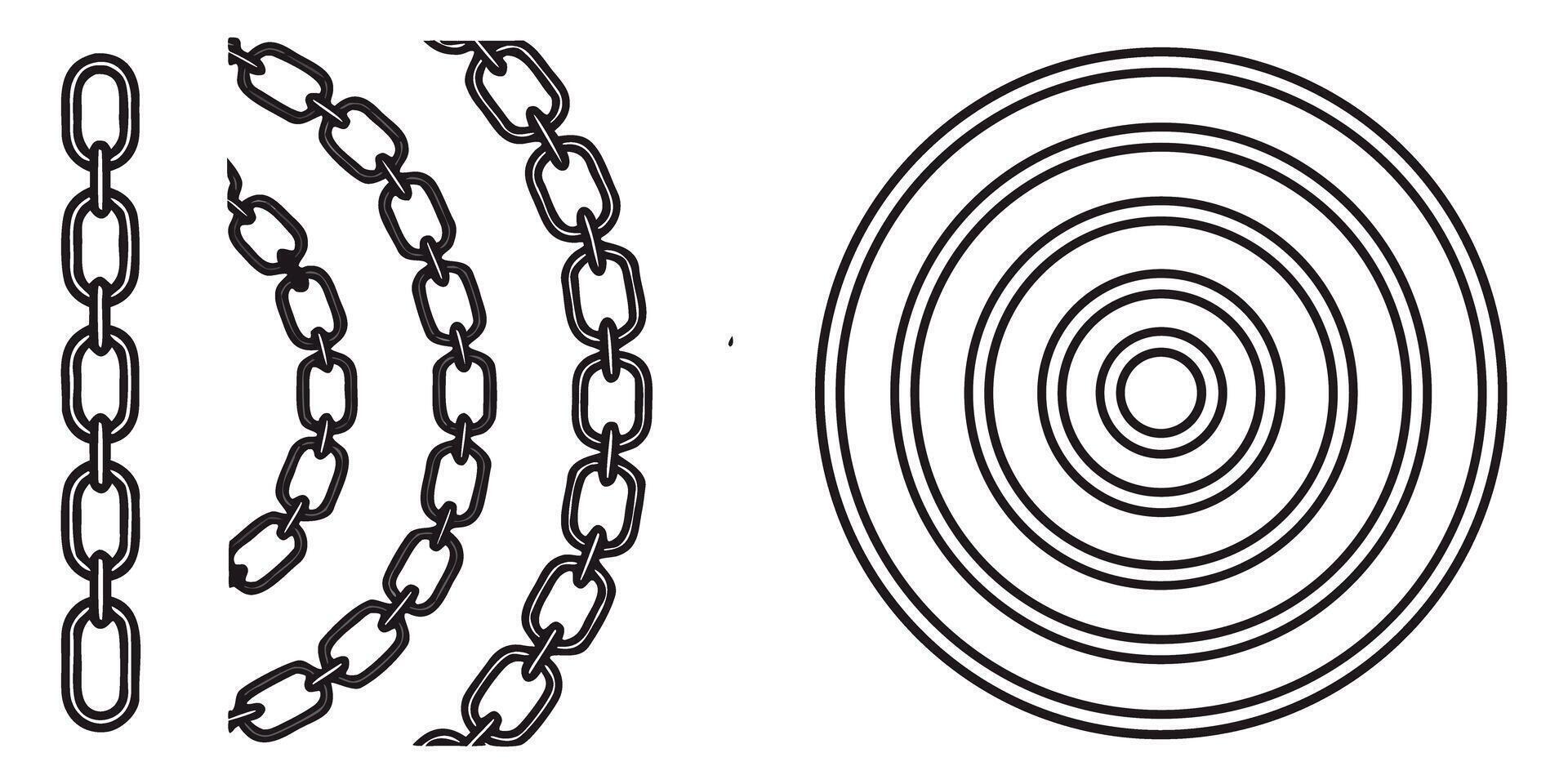 Bold chain links and circular target in striking design for impactful visuals perfect for security themes, connection concepts, and geometric patterns vector