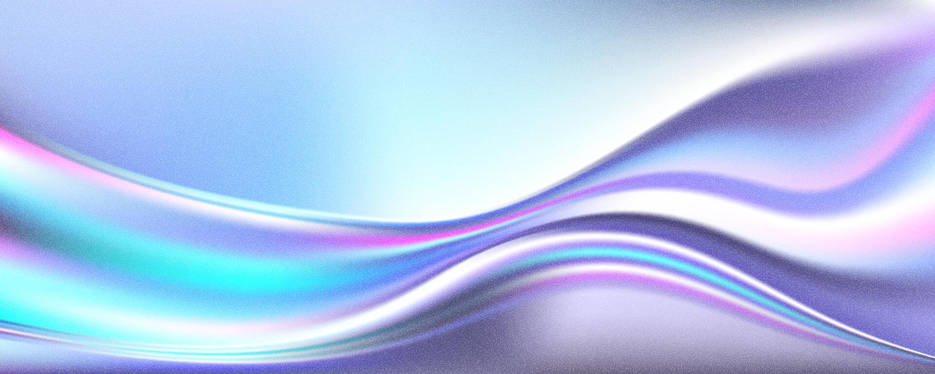 Trendy holographic waved gradient. Abstract blurred texture noise background. Grainy film effect texture gradient template. vector