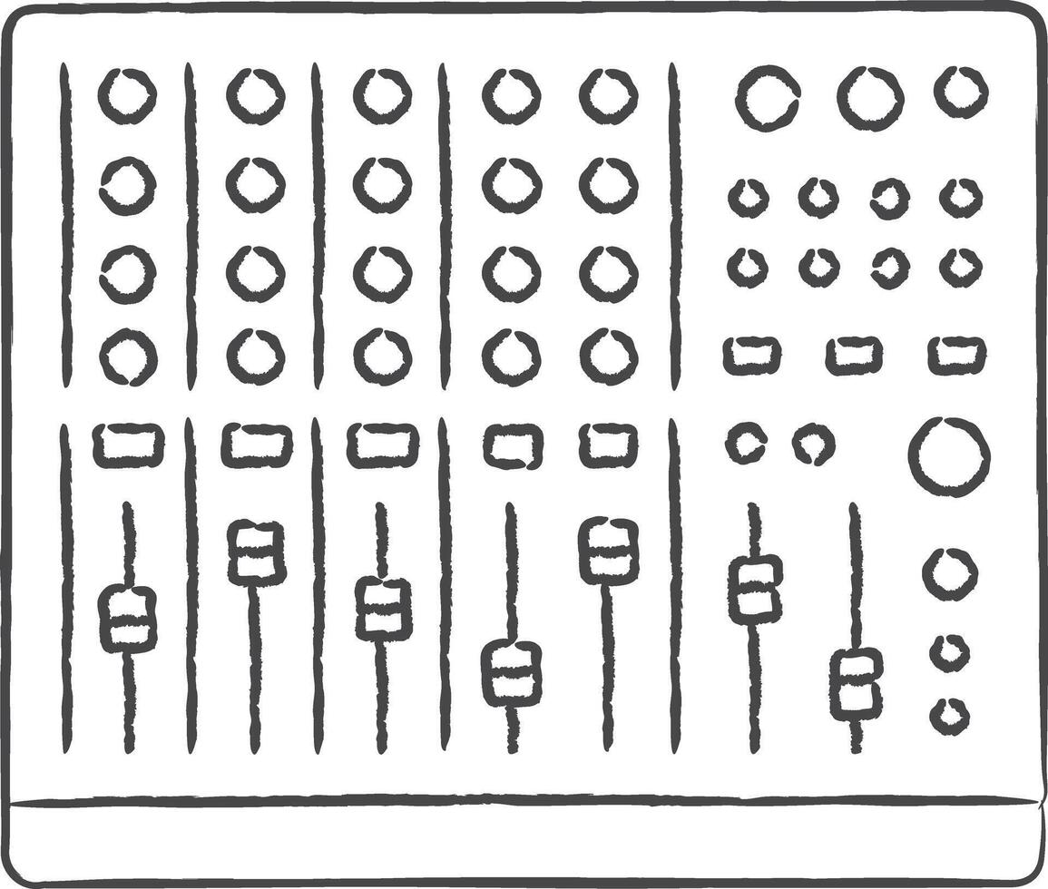 Audio mixing console with knobs sliders and meters vector