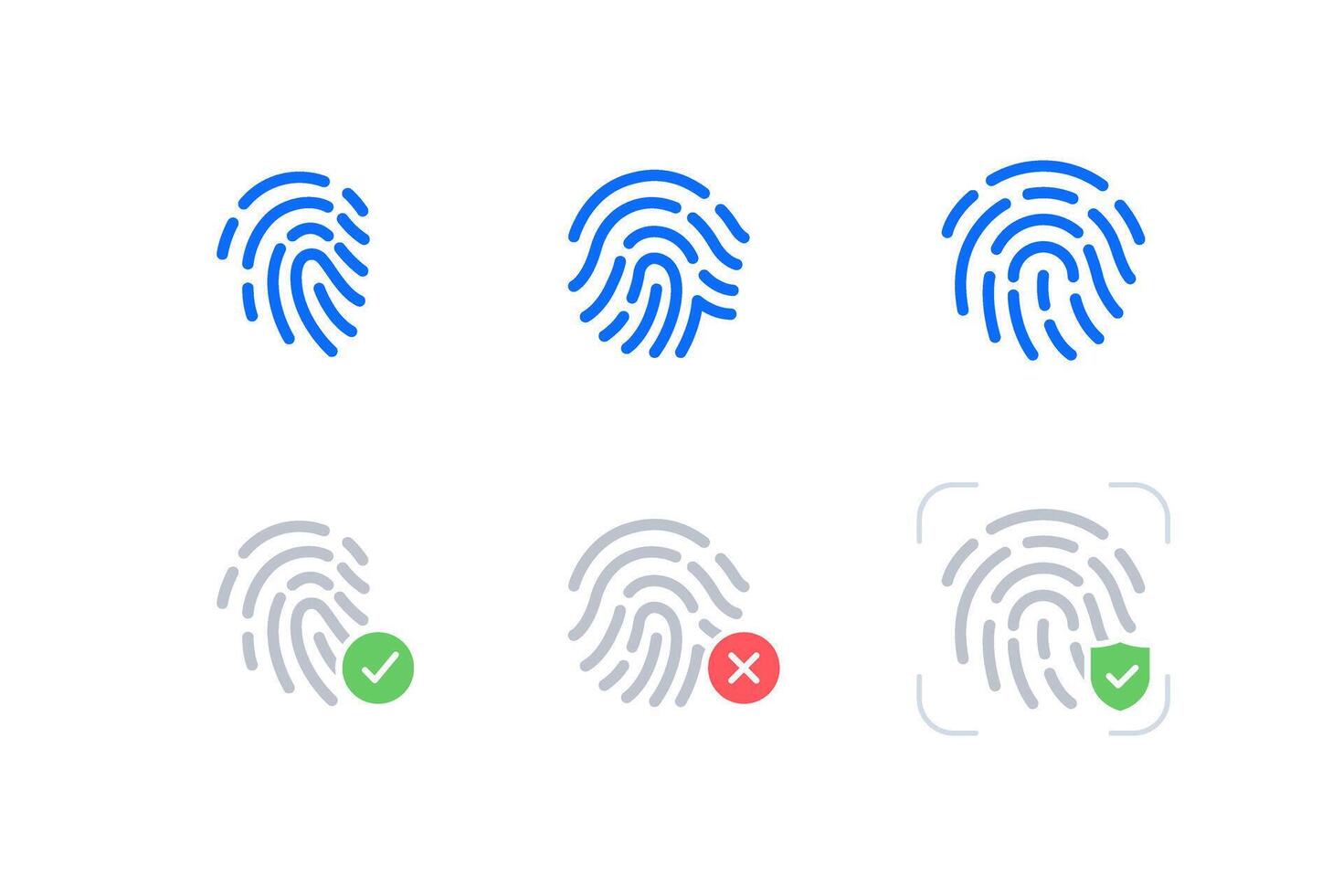 Biometric Fingerprint Recognition Security icons vector