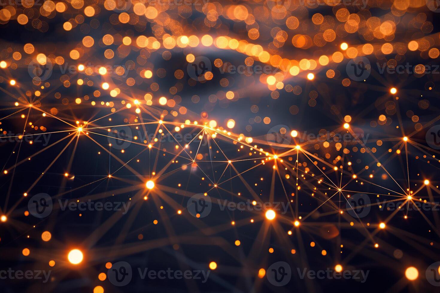 Digital network of interconnected nodes and lines, symbolizing the complexity, fluidity of AI models in data analysis. Dark background with glowing light effects connections between different points photo