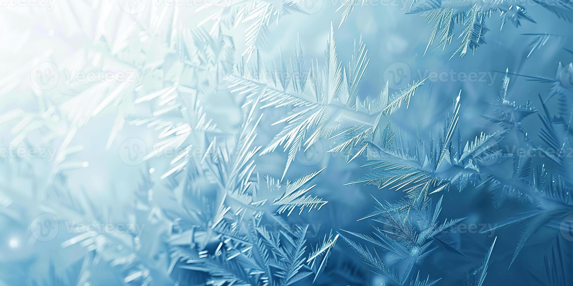 Winter frost patterns on glass. Ice crystals. Abstract light blank cold winter background or wallpaper. Frost patterns on frozen window. Frosted glass. Freezing effect. Frostwork. Harsh season. Cold photo