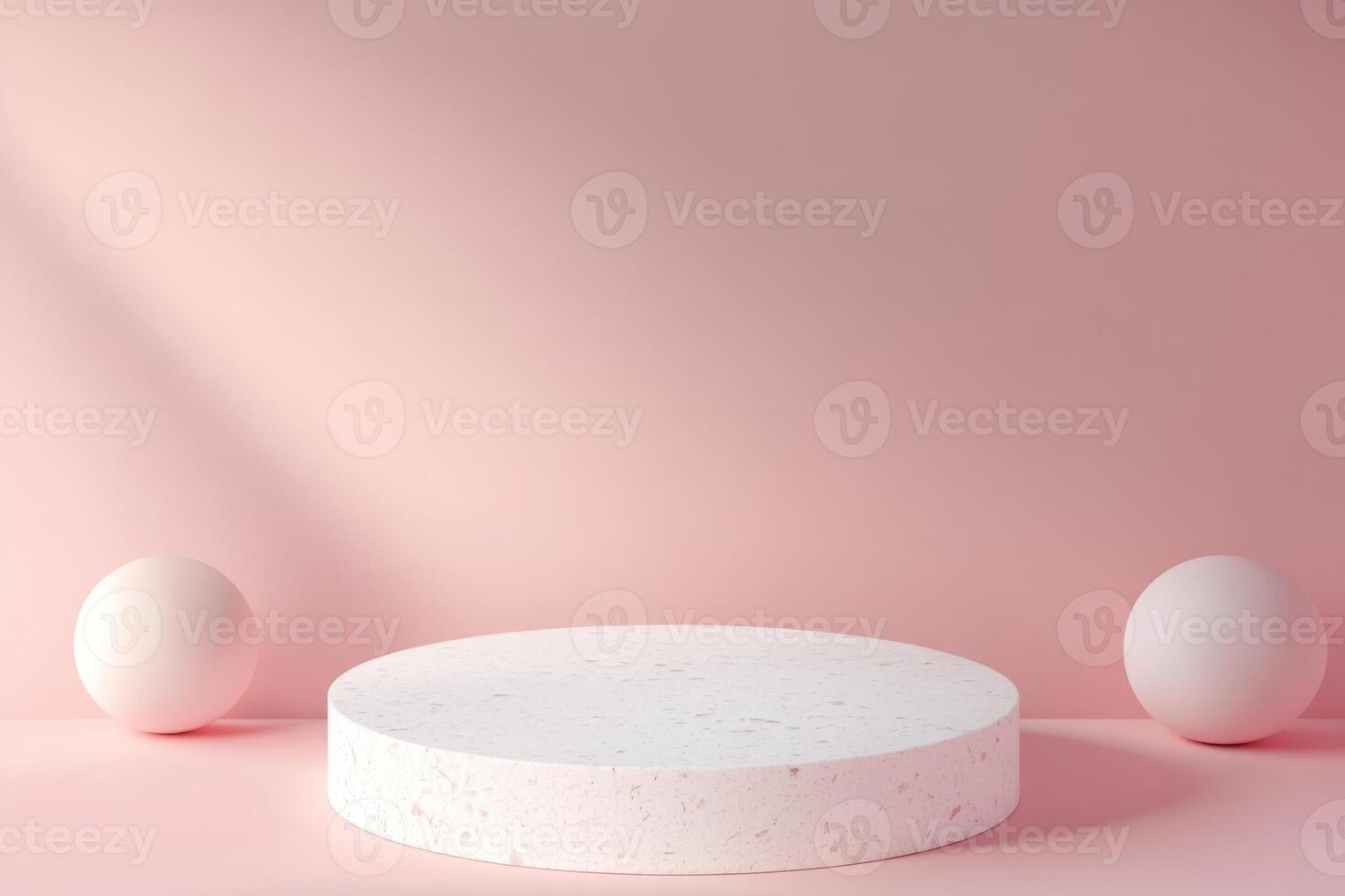 Podium for Cosmetic, Soap, Items Presentation. Abstract Minimal Geometric Sphere. Cylinder Two Forms, Soft Shadow. Scene to Show Product, Object. Showcase Display Case. Stand. Studio Color Backdrop photo