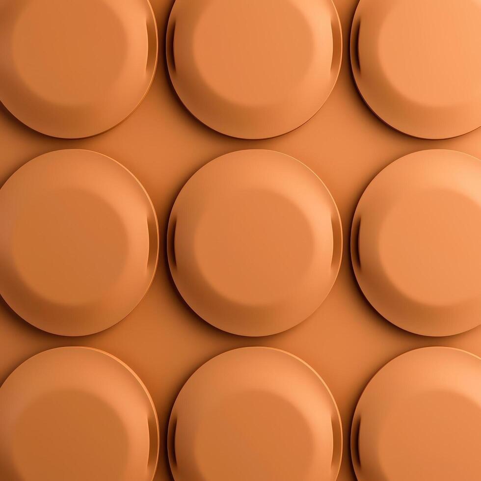 Round Terracotta Plates Arranged in a Pattern on a Soft Neutral Background photo