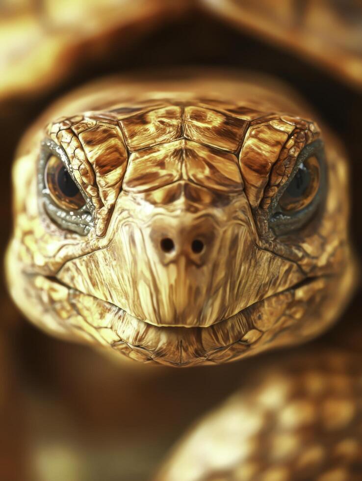 closeup Portrait of an Exotic Turtle with Intricate Shell Patterns and Expressive Face photo