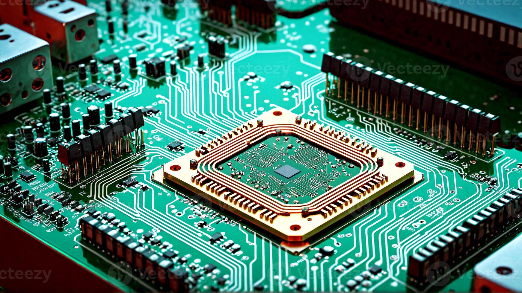 Advanced technology microchip and circuit board design for innovative tech companies exploring cutting-edge electronics and AI advancements photo