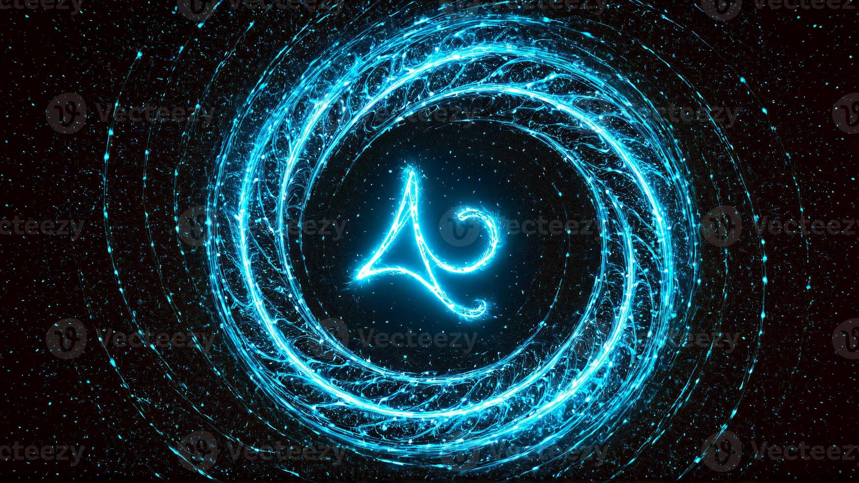 Intriguing celestial swirl with glowing symbol, use this modern cosmic design to capture attention and inspire wonder in your creative projects photo