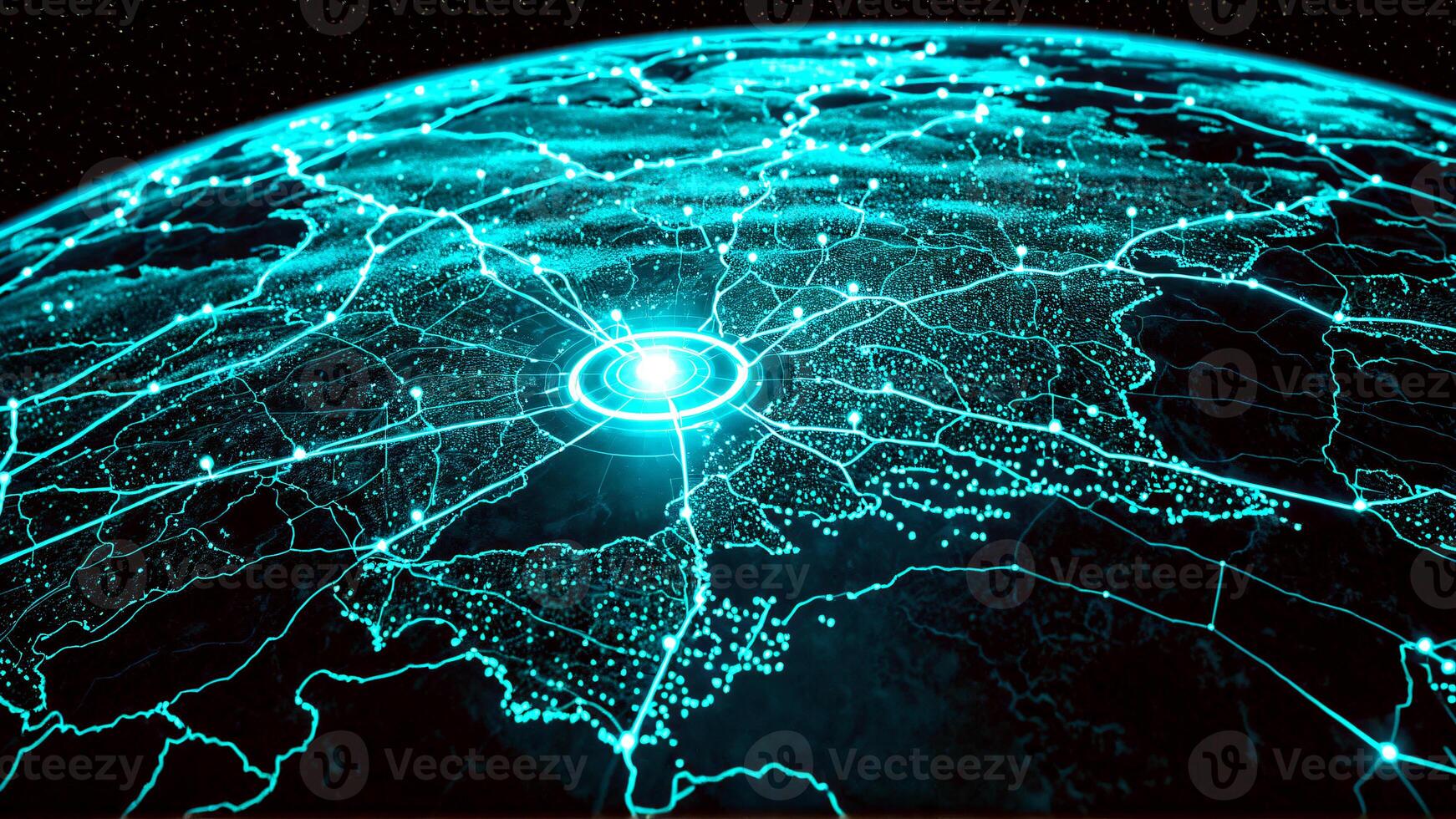 Stunning global network visualization highlighting interconnectedness and innovation, perfect for technology, business, and science concepts in a modern style photo