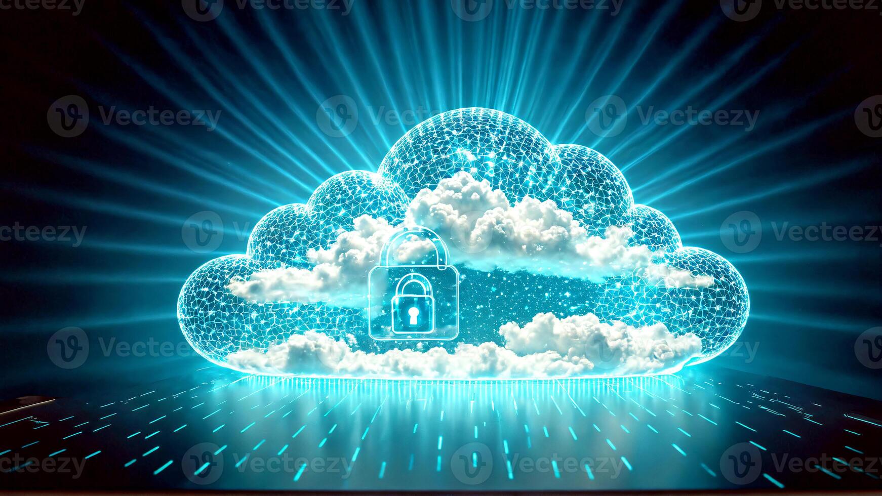 Secure your digital world with advanced cloud technology, safeguarding data with futuristic security and global connectivity photo