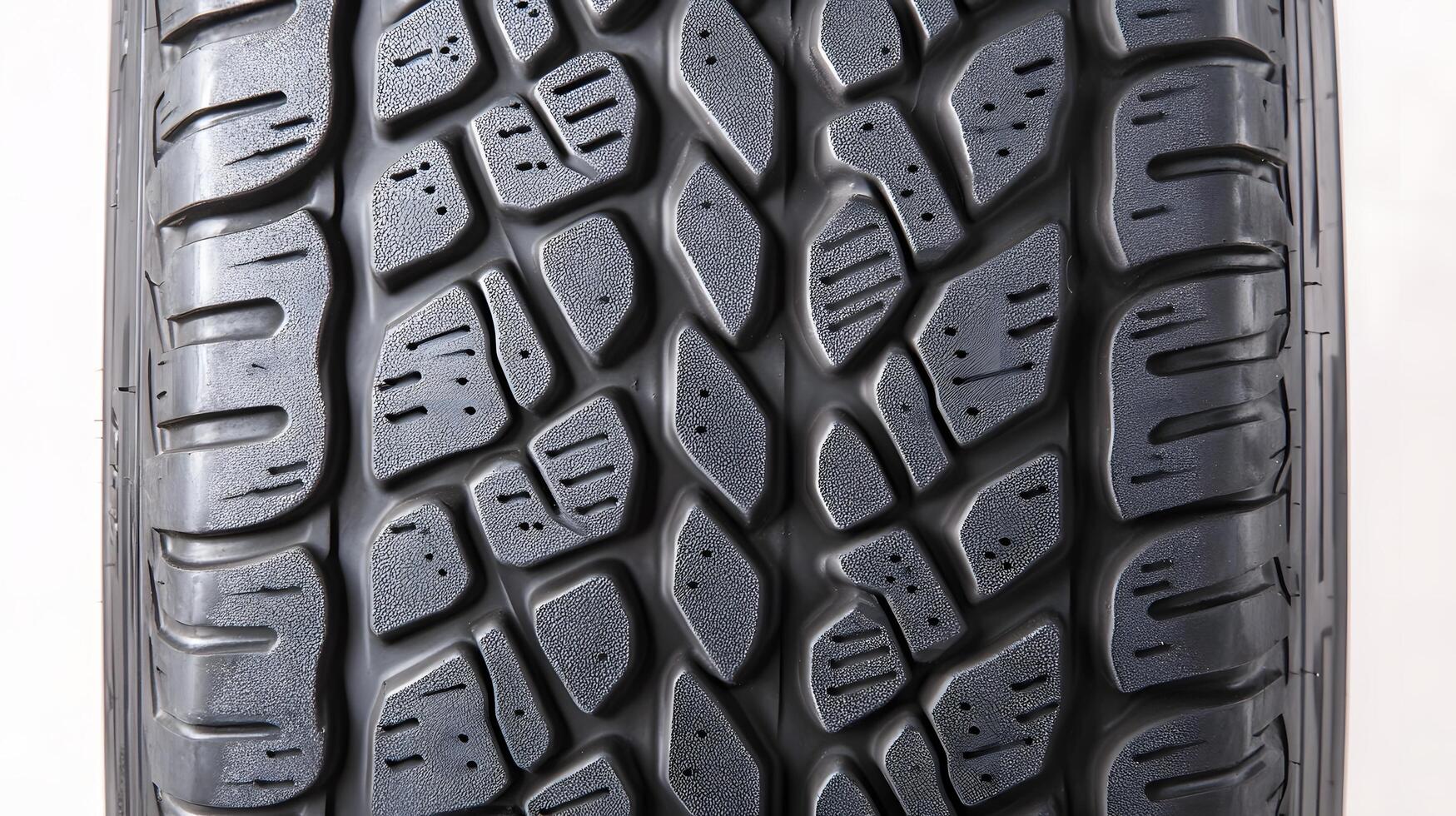 Close-up of a New Tire with Distinct Tread Pattern for Optimal Safety and Performance photo