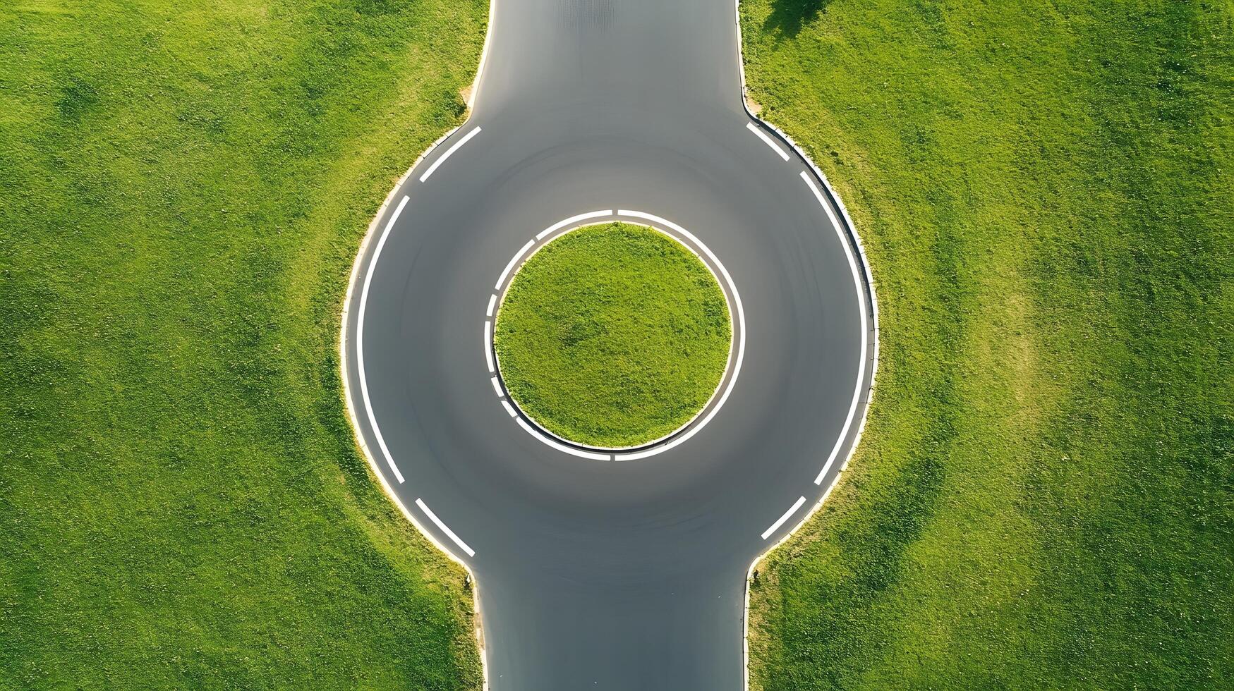 Aerial View of Circular Intersection Roundabout with Traffic Signals photo