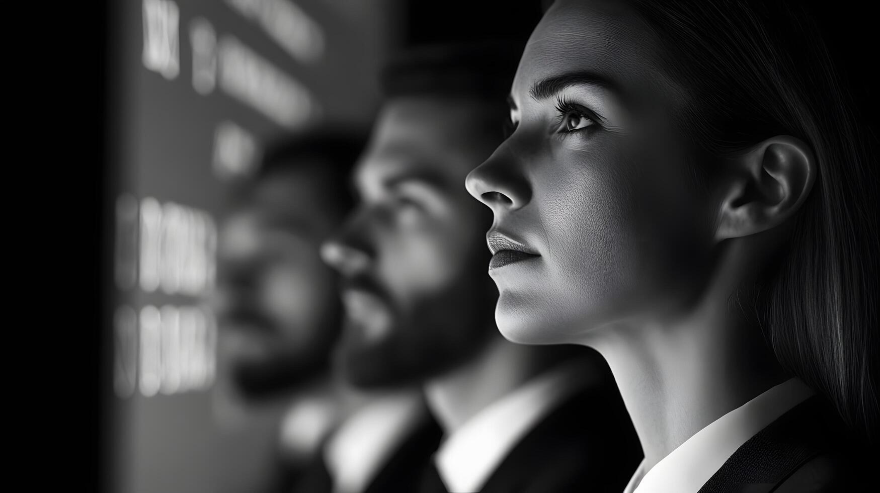 Team Reviewing Performance Metrics on Digital Screen for Data-Driven Insights photo