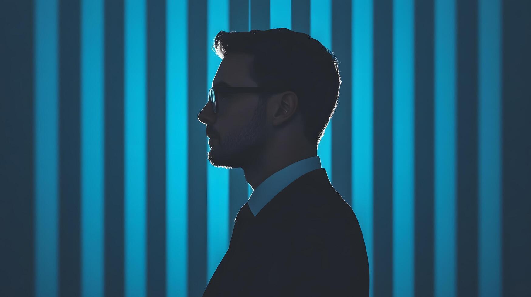 Businessman Silhouette with Analytics Graphs Symbolizing Data-Driven Decision Making photo