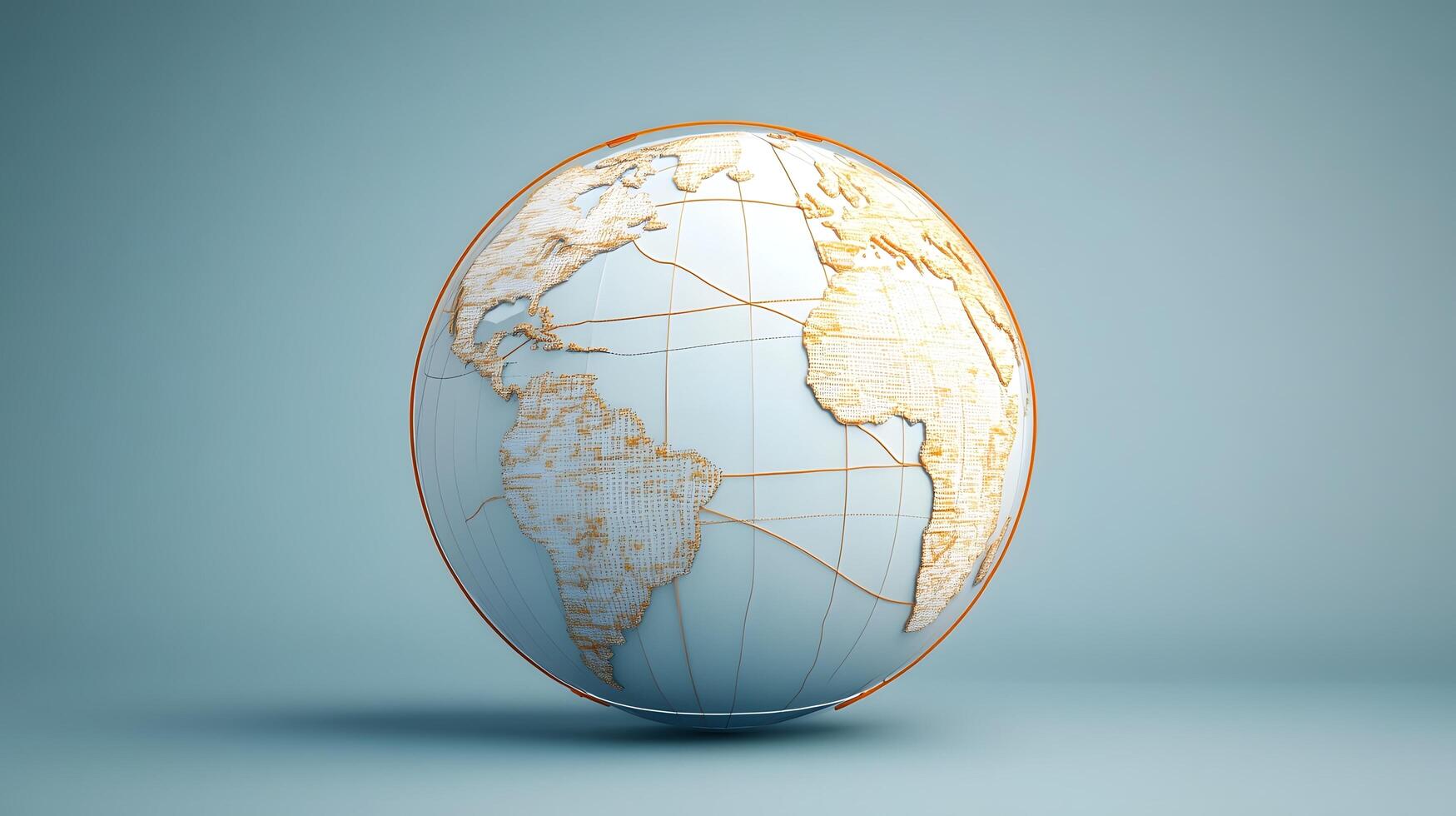 Simplified Globe with Highlighted Cargo Tracking Paths - Global Network Concept 3D photo