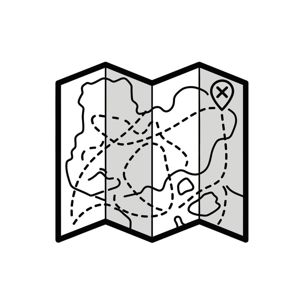 Folded Map with Route and Location Marker An Illustration for Navigation and Exploration vector