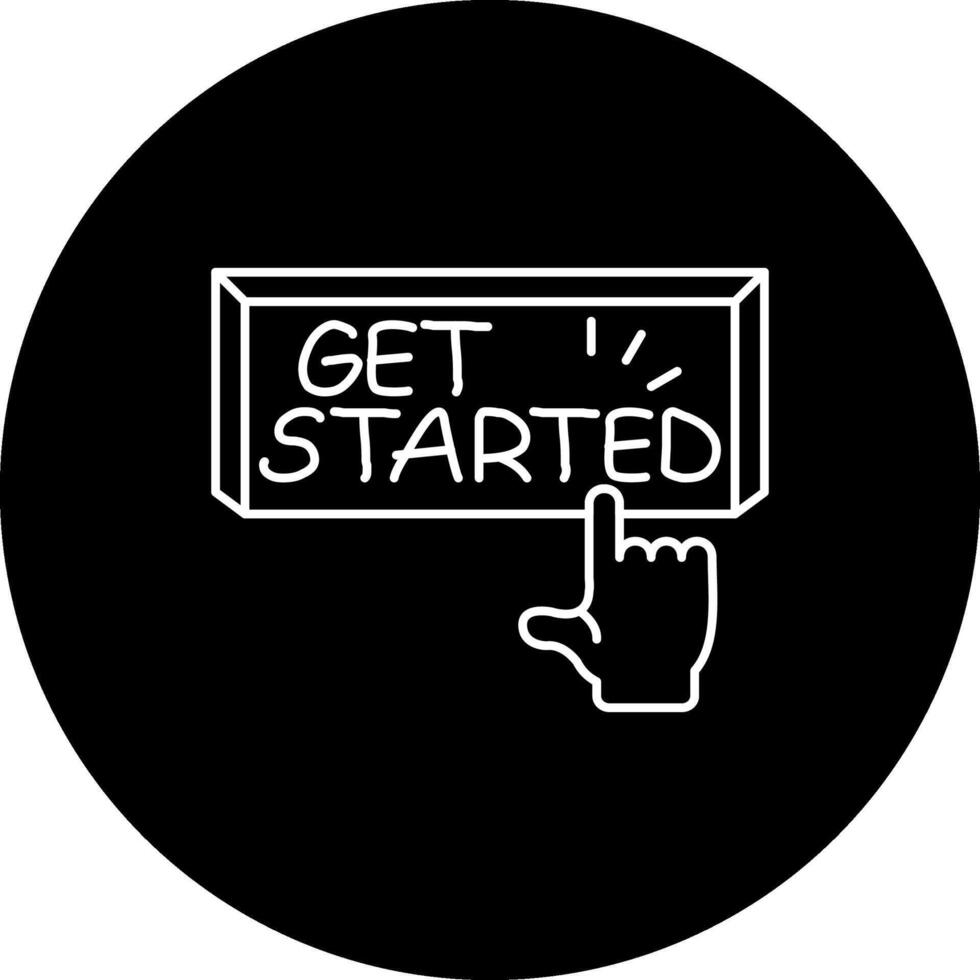 Get Started Finger Tap Button Sophisticated UI Design Object vector