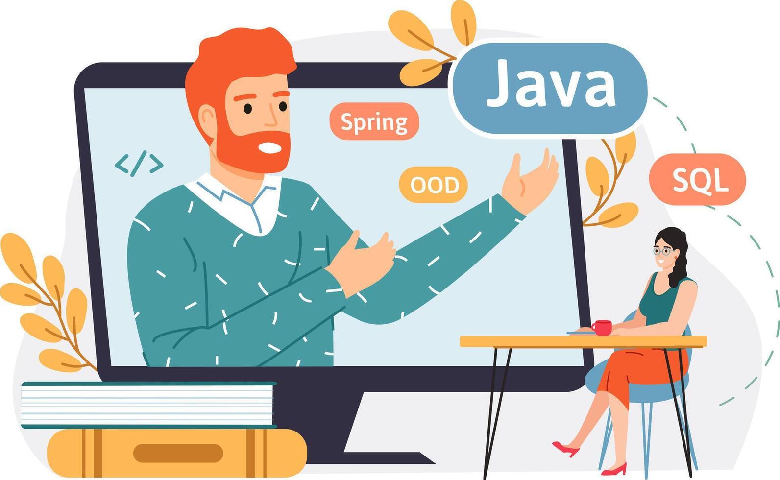 remoto aprendizaje programación en línea curso con Java desarrollador vector