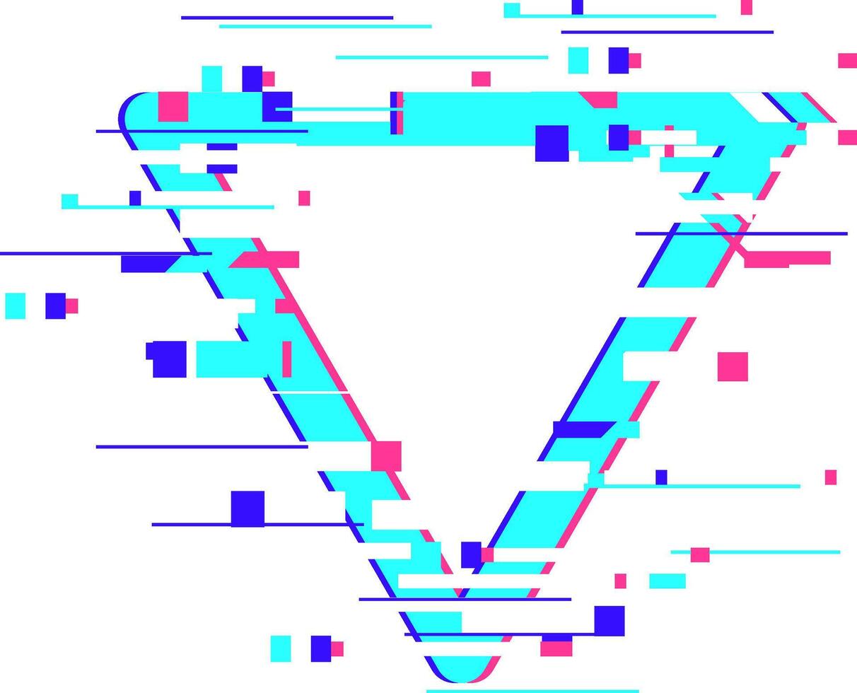 Abstract triangle glitched digital signal effect vector