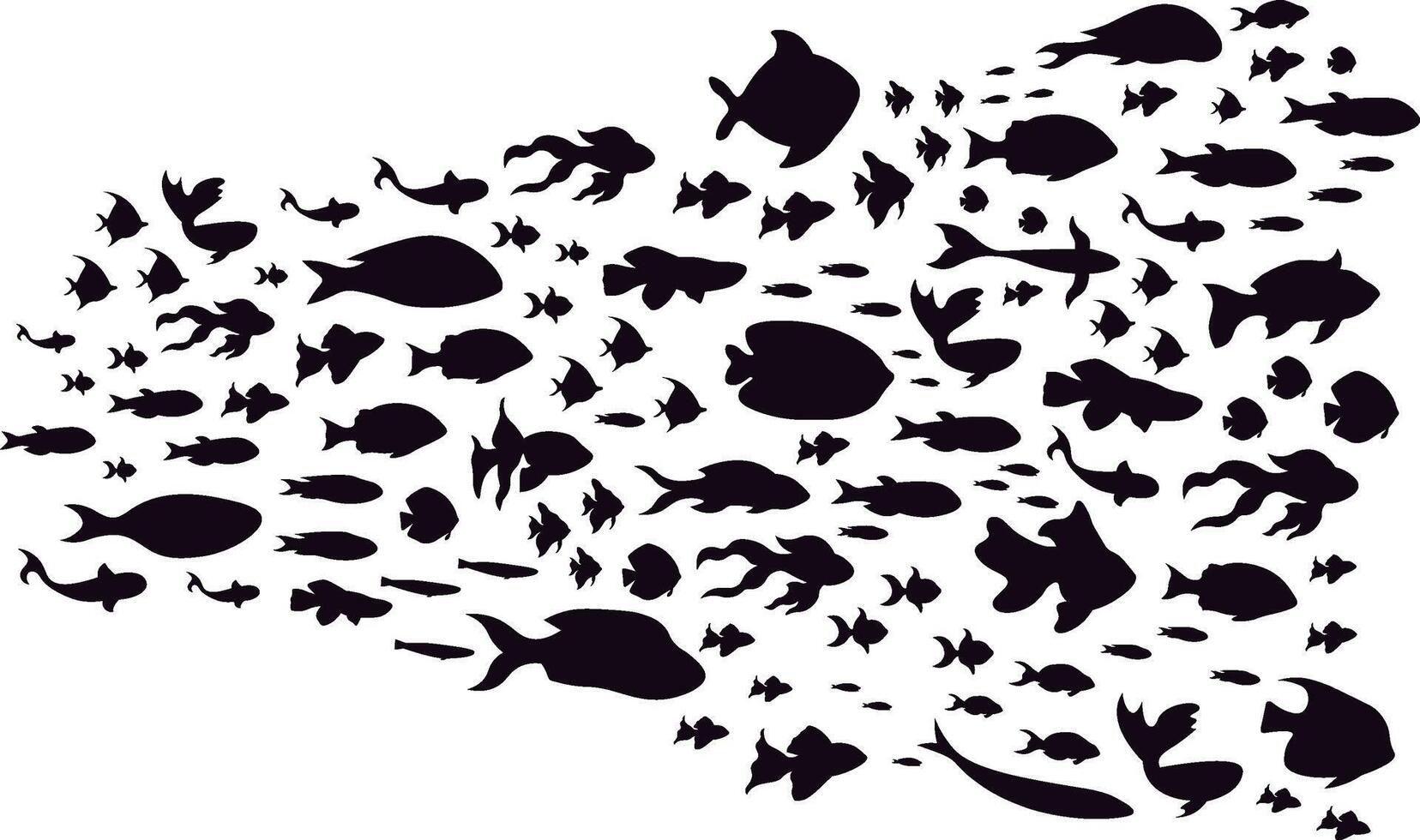 School of fish creating abstract pattern on white background vector
