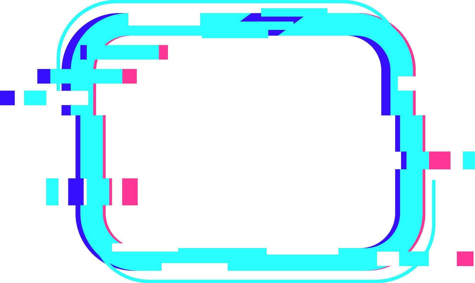Glitch frame border creating digital graphic noise effect vector