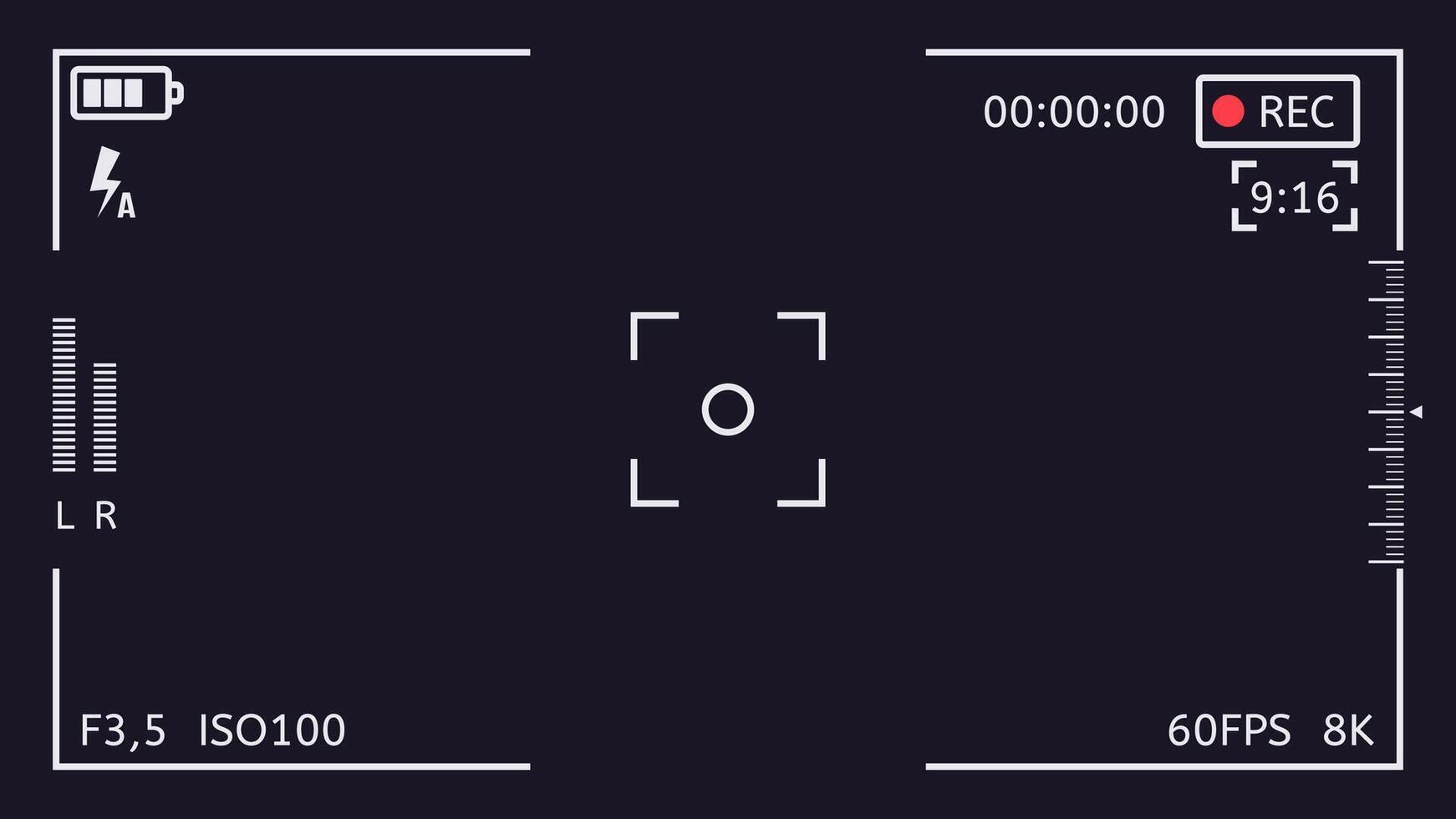 Camera recording viewfinder screen user interface overlay vector