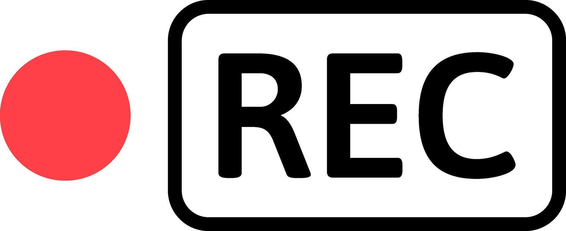 Recording icon with red dot indicating live status vector