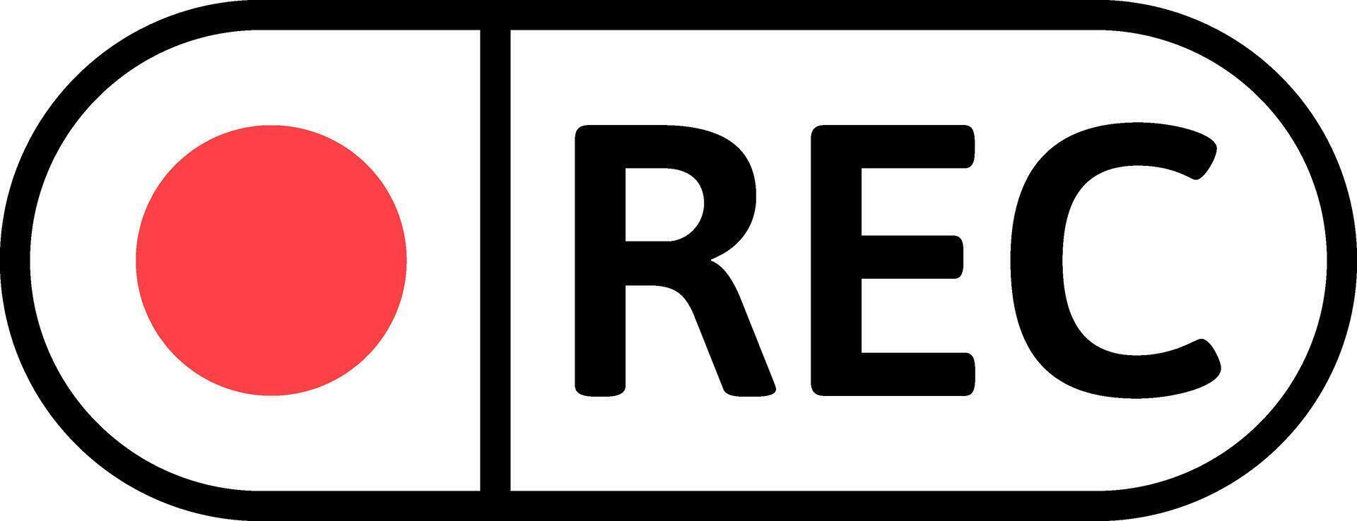 grabación botón rojo circulo con rec texto vector