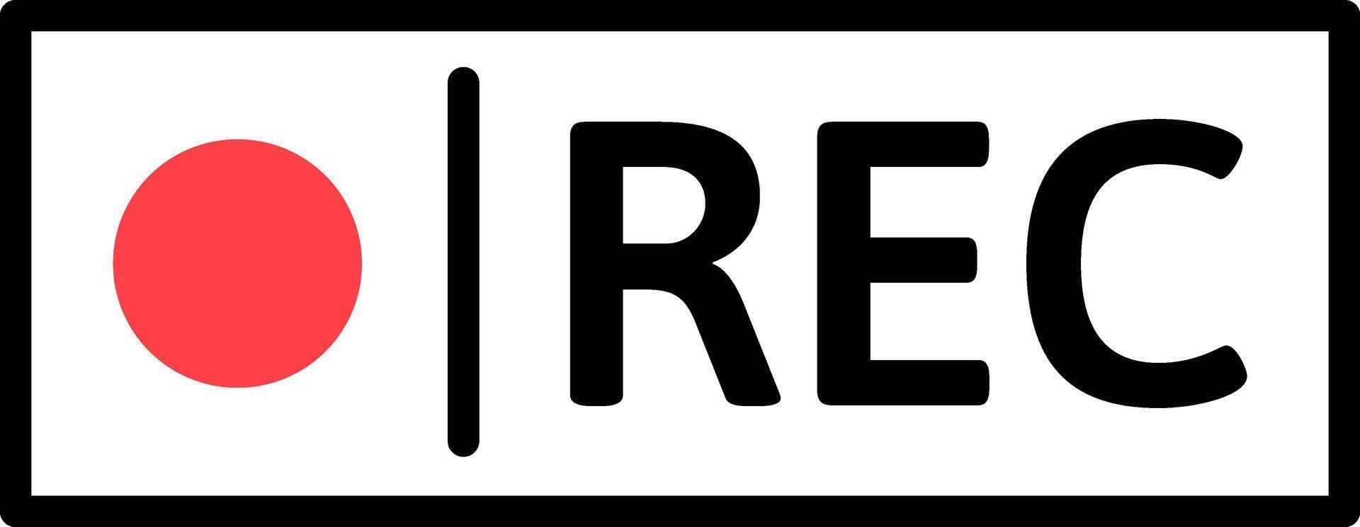 Recording indicator rec button for media broadcast live streaming vector