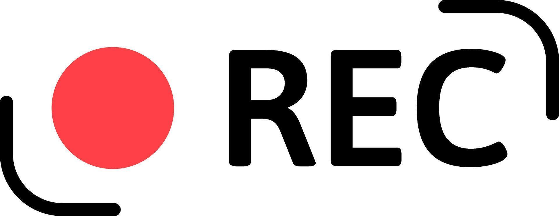 REC recording icon indicating live broadcast vector