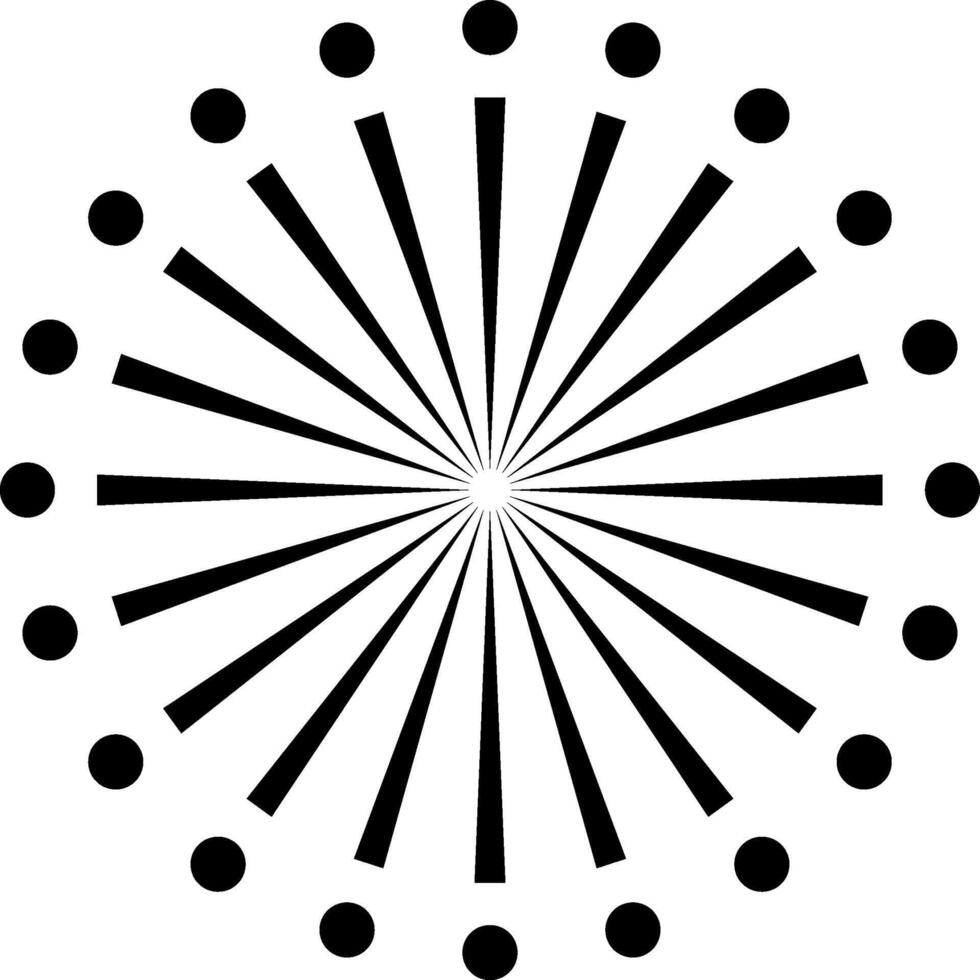 Radial lines forming abstract sunburst pattern with outer dots vector