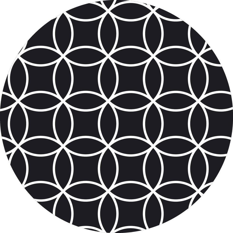 Intersecting circles geometric pattern creating abstract lattice vector