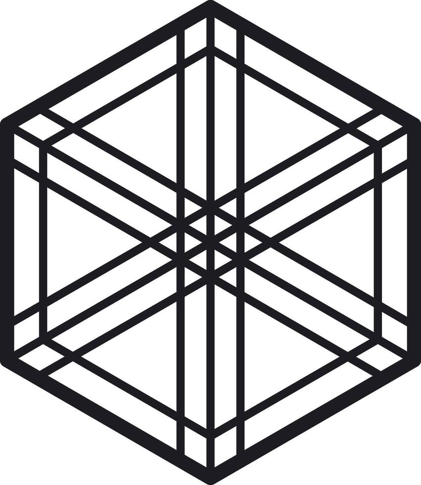 Hexagon geometric cube line art wireframe pattern design vector