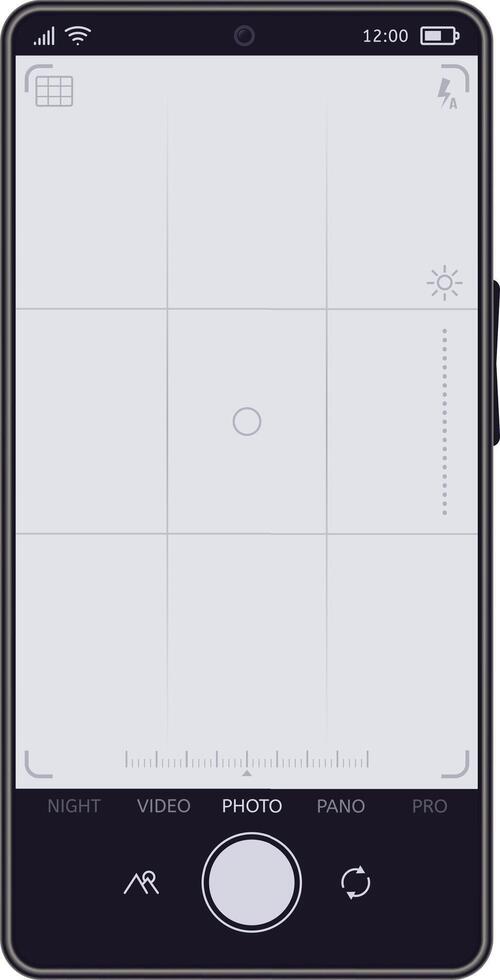 Smartphone camera interface with capturing photo mode vector