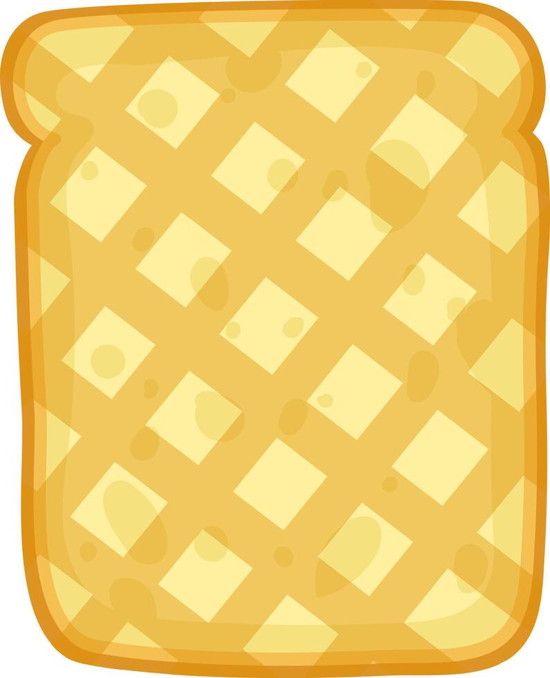 Waffle bread slice with square grid pattern vector