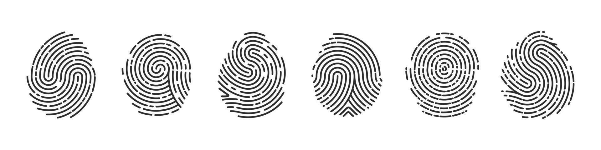 Various fingerprint patterns in black lines vector