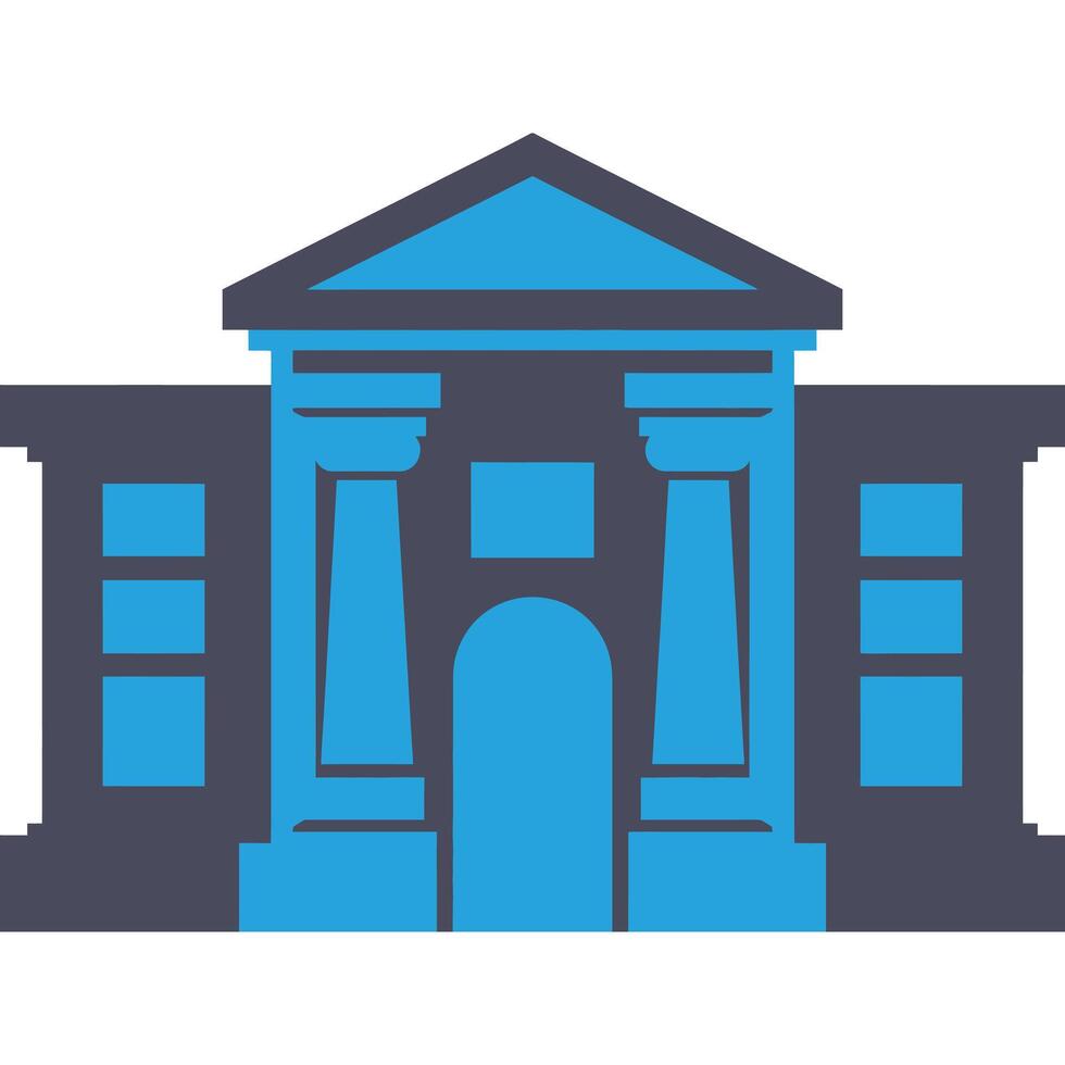 A building with columns and a door vector