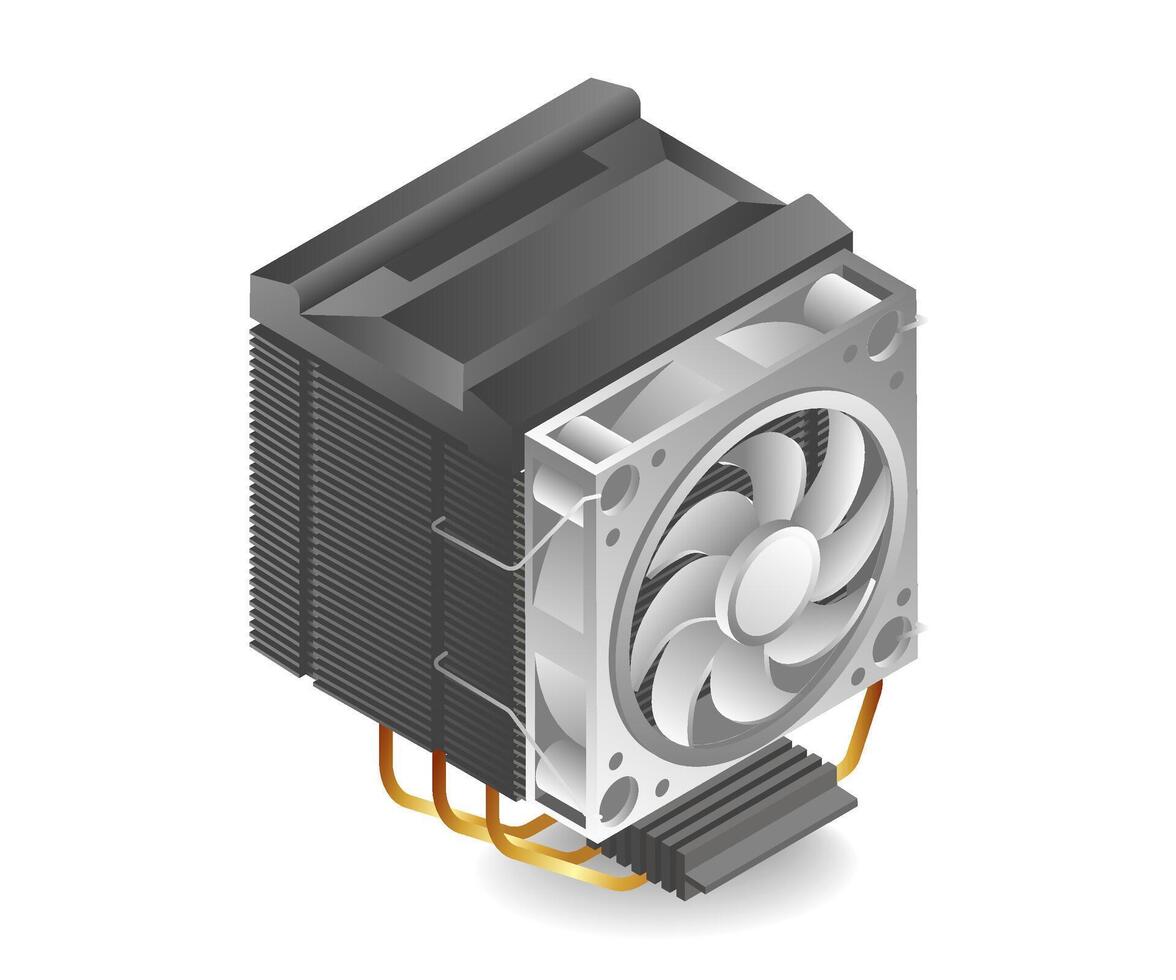 themed computer processor fan technology concept illustration vector