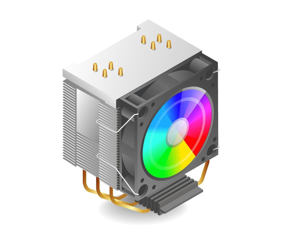 themed rgb computer processor fan vector