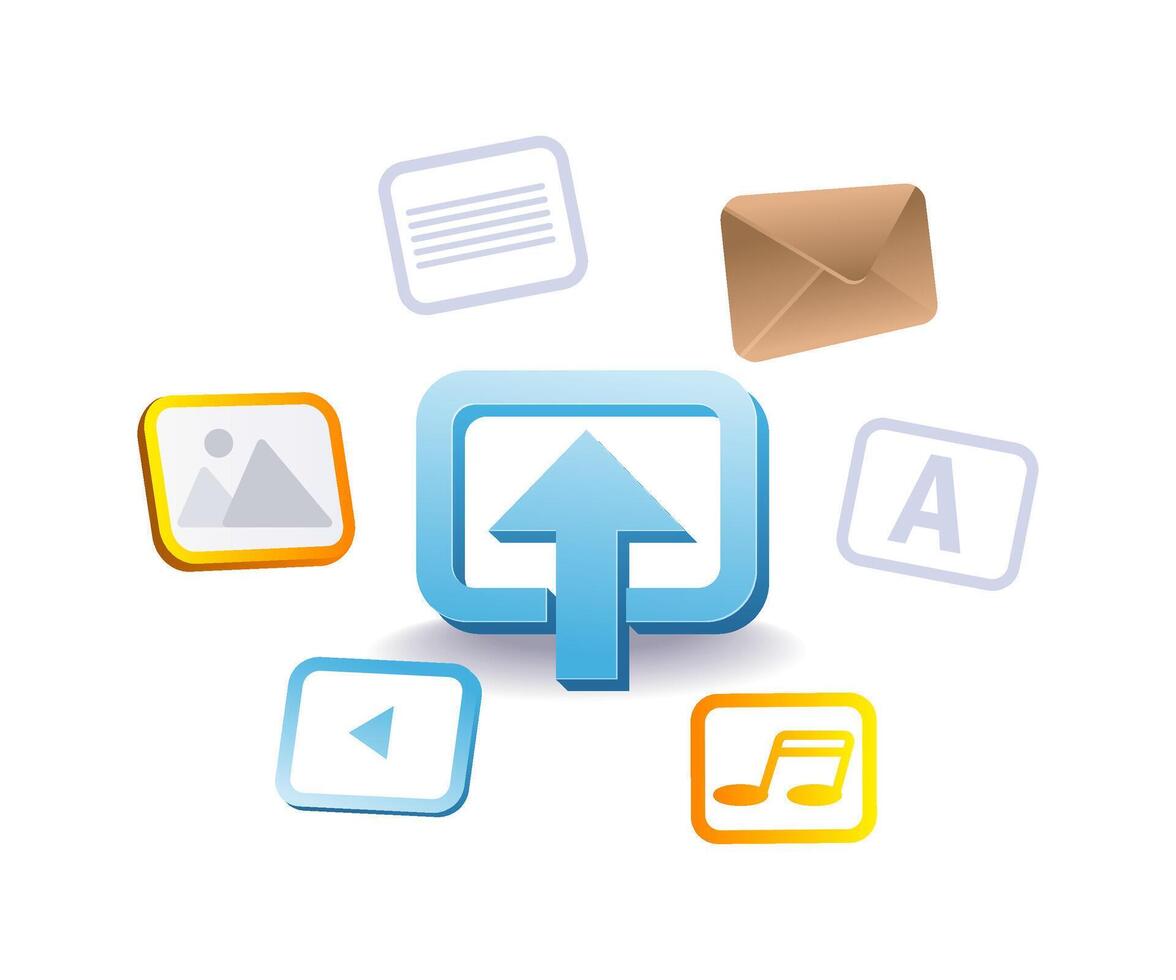 symbol of uploading multiple digital data files vector