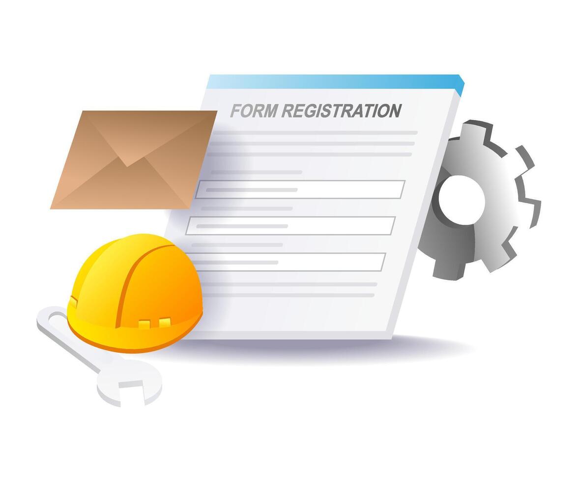 online registration form setup for digital application and user database vector